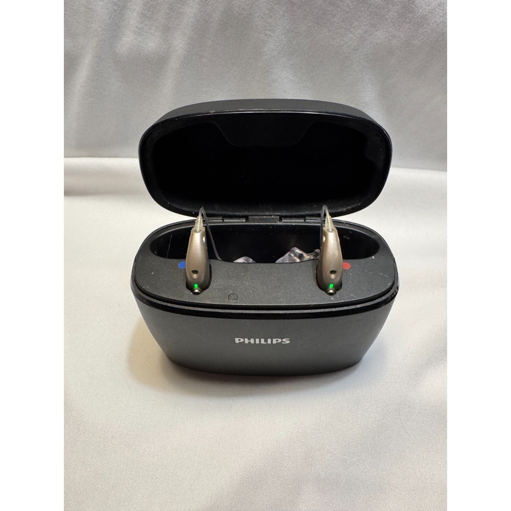Philips HearLink 9040 MNR T R Hearing Aids with Charger Case TESTED